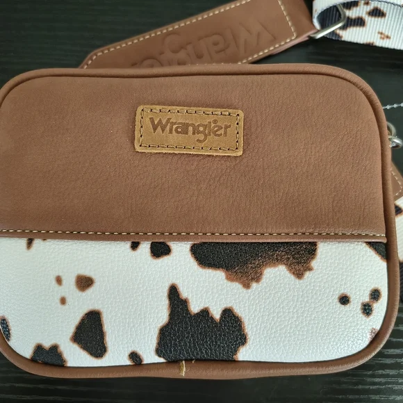 Wrangler Cow Print Brown and White Crossbody Bag - Picture 9 of 9